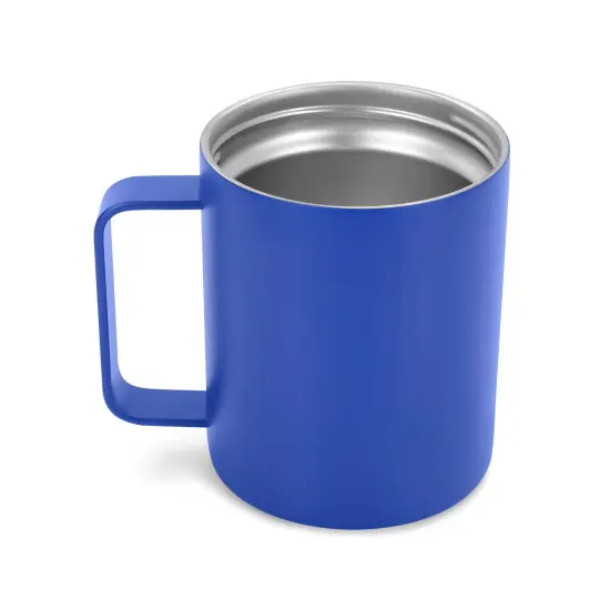 Makerflo 12 oz Powder Coated Camper Mug with Leak-Proof Clear Lid, Ideal for Craft and Personalization (Laser Engraving, UV DTF, Epoxy, and Vinyl) Blue {2}