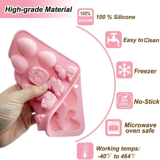 2 Pack Easter Gummy Chocolate Molds 18 Cavities Egg Rabbit Candy Mould Tray Baking Tools for Chocolate Cake Dessert Candy Mousse Pastry Handmade Soap Cupcake Topper Crayons {4}