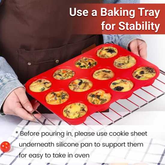 Silicone Muffin Pan, 12-Cup Cupcake Pan for Baking 3 Pack Nonstick Food Grade Silicone Muffin Tray {2}