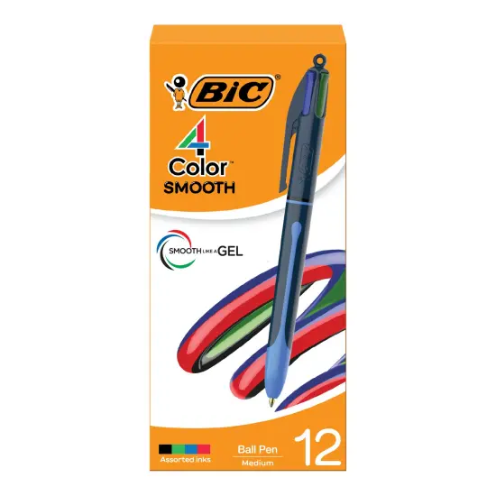 BIC 4-Color Smooth Retractable Ballpoint Pens, Medium Point (1.0mm), 12-Count Pack, Colored Pens with Long-Lasting Ink {2}
