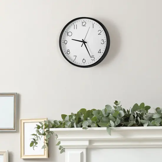 Modern 9.8-Inch Silent Wall Clock &ndash; Minimalist Design, Battery Operated Black {6}