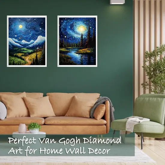 4 Pack Diamond Painting Kits for Adults, Van Gogh Starry Night Diamond Art Kits for Adults, Full Drill Diamond Art Paint with 5D Round Diamonds, DIY Gem Painting Kit for Home Wall Decor {5}