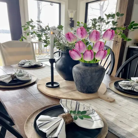 23" Fake Tulip Flowers Artificial Violet Tulips Long Stem Faux Flower, Silk Flower D&eacute;cor for Floral Arrangement Home Farmhouse Wedding Decoration {3}