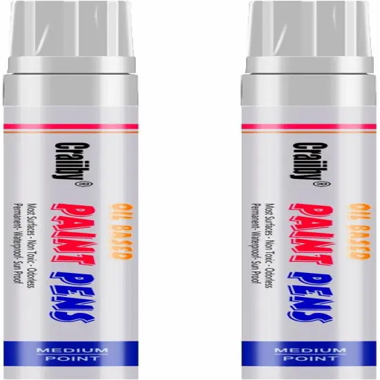 White Paint Markers, 2 Pack Oil-Based Waterproof Quick Dry Permanent Paint Pen Set {1}