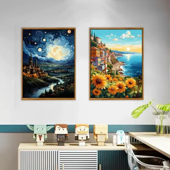 Paint by Numbers Kit for Adults Beginners,16" Wx20 L 2 Pack Canvas for Painting Kits for Adults in Colorful Box-Scenic Seashore Magical Castle {4}