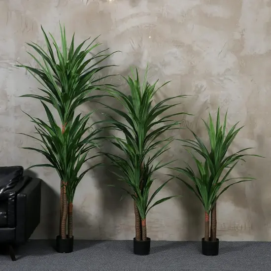 Dracaena Silk Plant Corn Stalk 5ft Tall Faux Plants Indoor Large Fake Plants Potted Yucca Tree Tropical Floor Plants Artificial Silk Palm Trees for Home Office Store Decor Housewarming Gift {5}