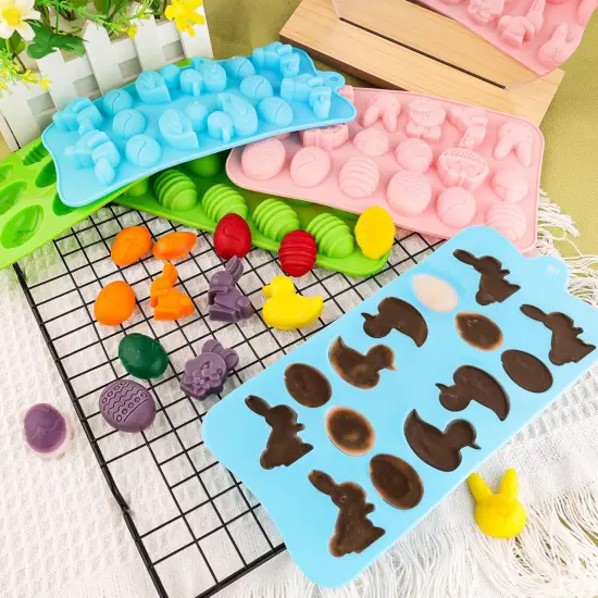 Easter Egg Silicone Mold for Chocolate 5 Packs Egg Shaped Mold Baking Pan for Easter Party Hot Chocolate Bombs Fondant Candy Jelly Dome Mousse Cake Topper Making {3}