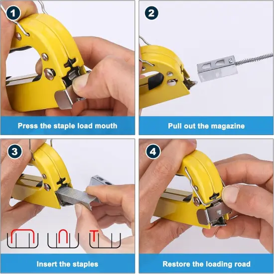 3-in-1 Heavy Duty Staple Gun Kit &ndash; Chromed Steel Upholstery Stapler with 600 Staples, Quick-Jam Clear, Adjustable Driving Force & Rapid Loading &ndash; HT0430 {5}