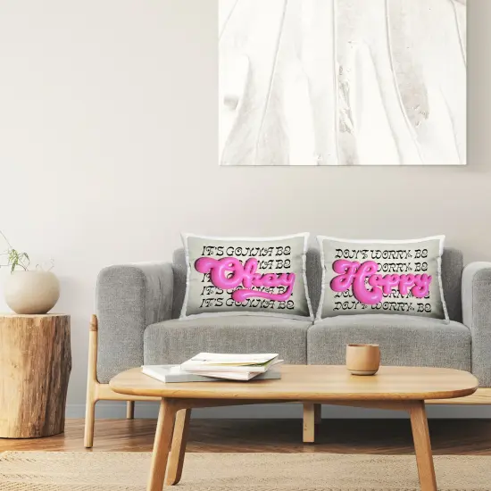 Stupell Industries Uplifting Bubble Phrases 2pc Decorative Printed Throw Pillow Set Design by Victoria Barnes, 14 x 7 x 20 {2}