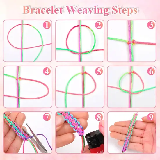 Rainbow Color Nylon Cord, Nylon Craft String, Silky Satin Rattail Cord Beading String for Braided Bracelets, Pendants Necklace, Macrame Keychains, Lanyards, Drawstring Bags, DIY Crafts, Sewing {3}