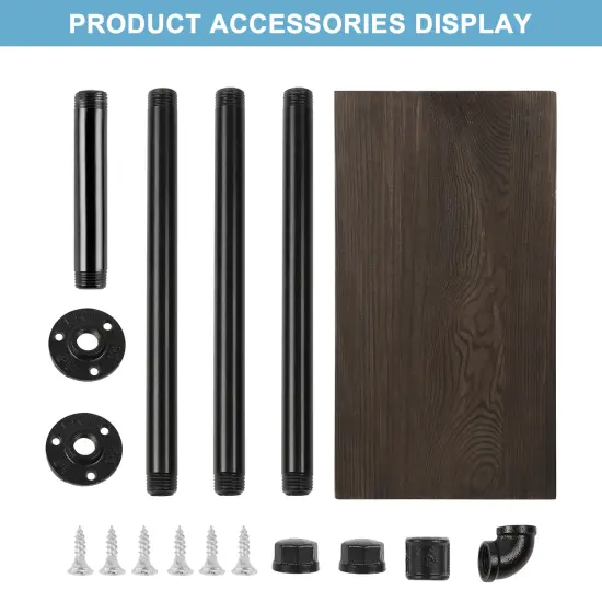 Free Standing Toilet Paper Stand Rustic Industrial Bathroom Organizer with Wooden Base & Matte Iron Black Finish &ndash; 3-Roll Storage, No-Drill Installation {3}