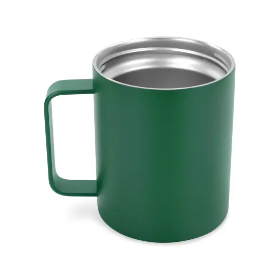 Makerflo 12 oz Powder Coated Camper Mug with Leak-Proof Clear Lid, Ideal for Craft and Personalization (Laser Engraving, UV DTF, Epoxy, and Vinyl) Green {2}