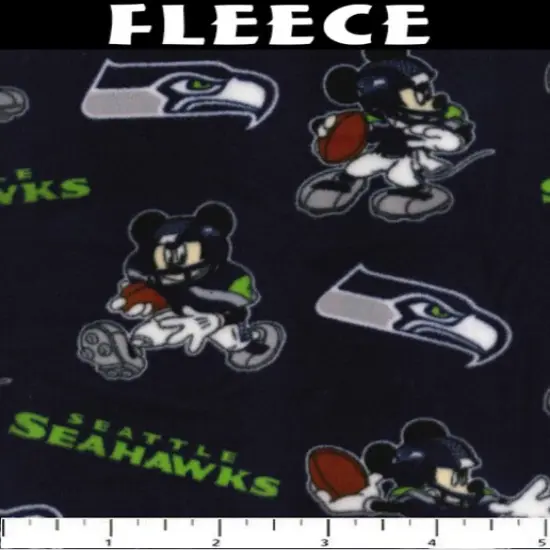 Licensed NFL Seattle Seahawks Mickey Mouse Fleece 70210D Fabric by the Yard {1}