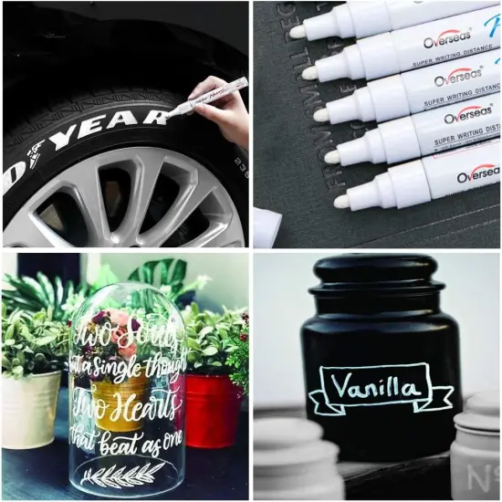 White Paint Markers Pens - Single color 6 Pack Permanent Oil Based Paint Pen, Medium Tip, Quick Dry and Waterproof Marker for Rock, Wood, Fabric, Plastic, Canvas, Glass, Mugs, Canvas, Glass {3}