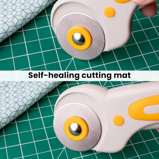 Rotary Cutter Set & Sewing Cutting Mat - 45mm Rotary Cutter for Fabric & 5 Blades - 9x12 Inch Fabric Cutting Mat - 6x12 Inch Quilting Ruler {2}