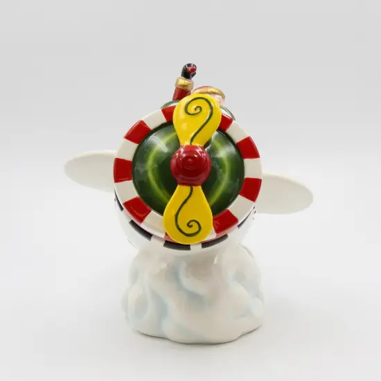 Ceramic Santa With Airplane Cookie Jar, Home D&eacute;cor, Gift for Pilot, Gift for Her, Gift for Mom, Kitchen D&eacute;cor, Christmas D&eacute;cor {6}
