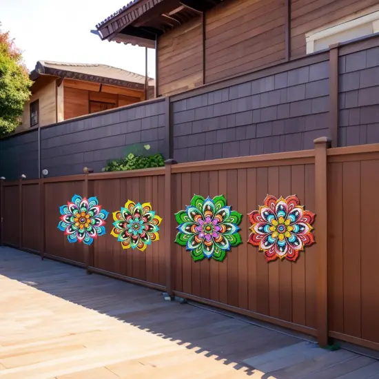 Metal Sunflower Wall Art Decorations - Handmade Outdoor Yard Garden and Indoor Outdoor Wall Decor, Creative Flower Hanging Set，Garden Decor for Outside {5}