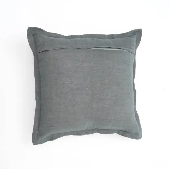 Linen Solid Grey Throw Pillow with Flange &ndash; 22" x 22", Decorative Square Cushion {2}