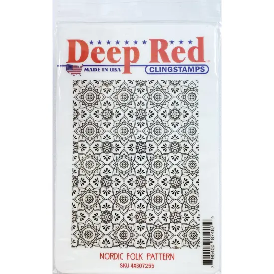 Deep Red Stamps Nordic Folk Pattern Rubber Cling Stamp {2}