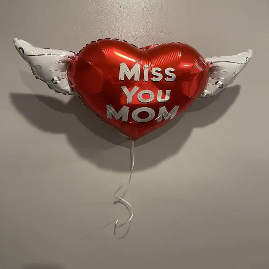 Miss You Mom Heavenly Balloons heart shaped with angel wings (Red) {3}