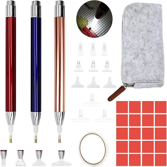Diamond Painting Pen Kits with LED, 5D Light Up Drill Pens for Arts, Nails DIY Crafts Decoration, 12pcs Tips {1}