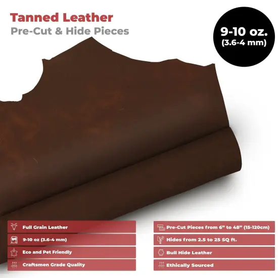 ELW 9-10 oz (3.6-4mm)Heavy Weight Oil Tanned Cowhide Full Grain Leather for Tooling, Holsters, Knife Sheaf, Carving, Embossing, Stamping, Collar, Leash, Crafting {2}