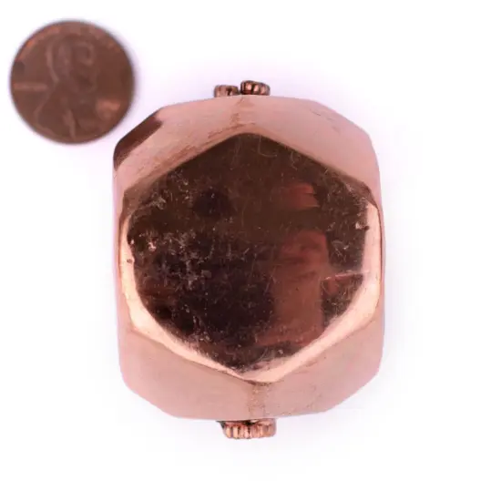 The Bead Chest Hollow Cornerless Cube Bead: Large Copper 40mm Centerpiece Pendant Bead {2}