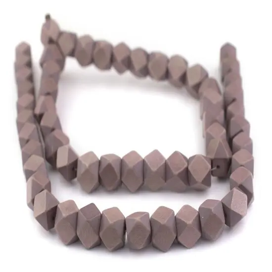 The Bead Chest Brown Cornerless Cube Wood Beads: 15mm Diamond Cut Natural Organic Beads for Jewelry Making {3}