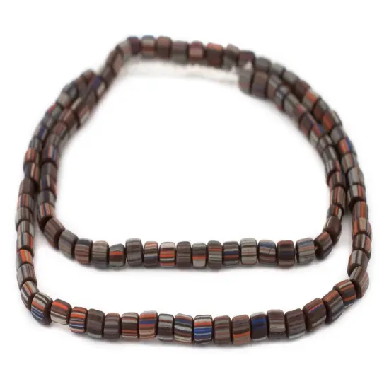 The Bead Chest Java Gooseberry Beads - Full Strand of Striped Glass Beads (Maroon Brown, 4mm) {3}