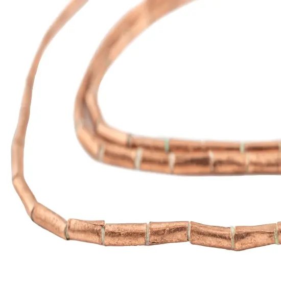The Bead Chest Copper Tube Ethiopian Beads (8x2mm): Full Strand of African Metal Spacers for DIY Jewelry Making {1}