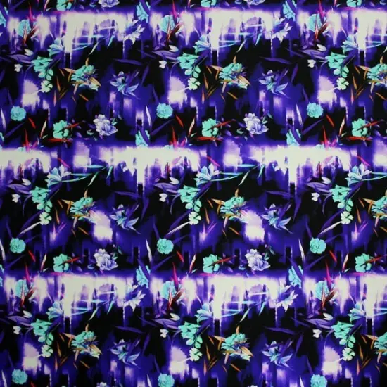 1 Yard Electric Blossoms Printed Spandex Fabric {2}