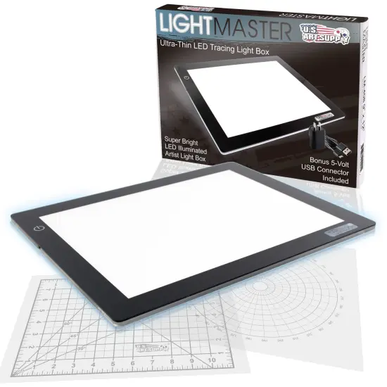 Lightmaster 18.75" Diagonal A4 LED Light Box Board - 9" x 12", Light Board Tracing Pad with Dimmable 12V Lamps, Artist Lightbox for Tracing, Drawing, Diamond Painting {1}
