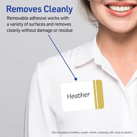 Avery® Printable Rectangle Adhesive Name Tags, Double-Dipped Gold Edge Design, 2-1/3" x 3-3/8", Matte White Removable Name Tags, Laser/Inkjet, 80 Total, Great for Name Badges {3}