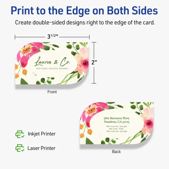 Avery Printable Leaf Business Cards, Sure Feed Technology, 2" x 3-1/2", Matte Ivory Cardstock, Print-to-The-Edge, Laser/Inkjet Printable, 80 Total {6}