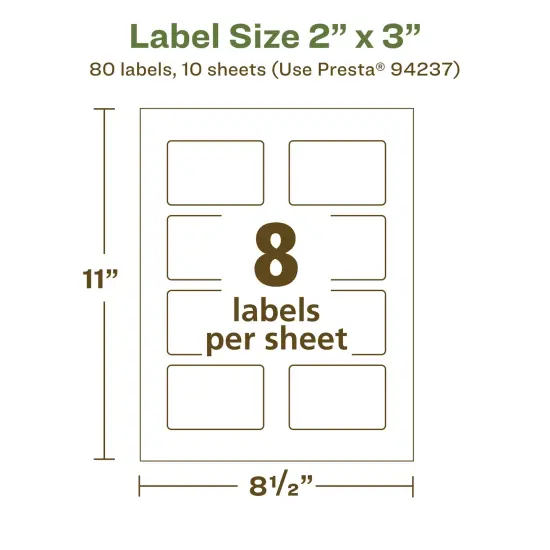 Avery Recycled Matte White Labels,2" x 3" Rectangle {5}