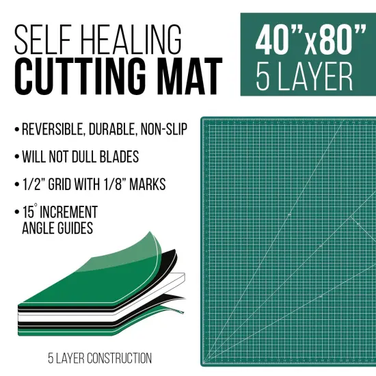 40" x 80" Self-Healing Cutting Mat 5-Ply - Double-Sided Green/Black Craft Mat, Non-Slip Cutting Mats for Crafts, Sewing, Quilting, Scrapbooking {2}