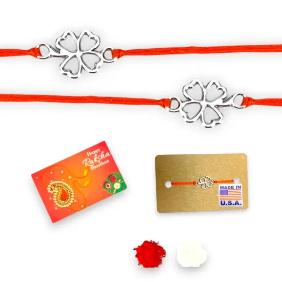 2CT Clover Leaf Charm Rakhi for Brother, Bhai Dooj, Clover, Rakhi for Sister, Clover Leaf Rakhi, Bhai Beej, Rakhri {5}