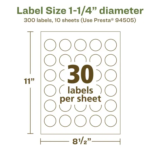 Avery Recycled Matte White Labels,1-1/4" diameter Round {5}