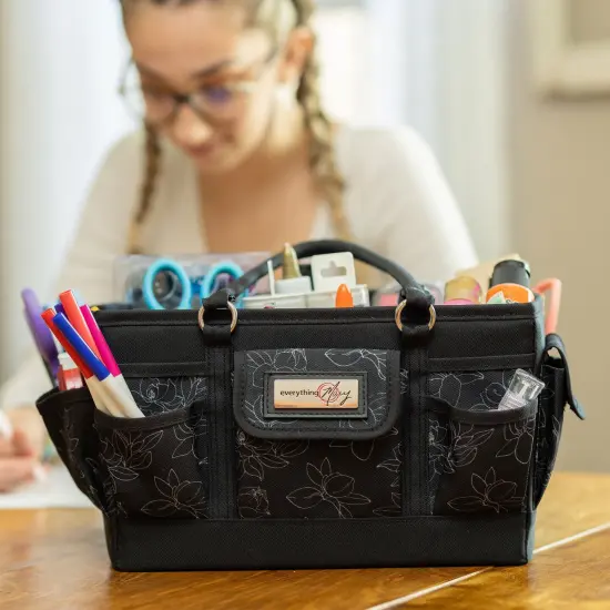 Deluxe Store & Tote Craft Organizer, Black & White Floral {4}