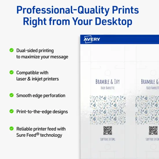 Avery Printable Rounded Rectangle Foldover Tags, Sure Feed Technology, 1-1/2" x 2-1/8", Glossy White Cardstock, Print-to-The-Edge, Laser/Inkjet Printable, 80 Total {2}