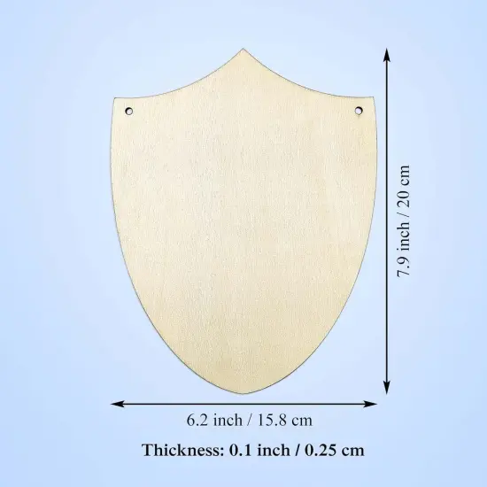 6pcs Wooden Shield Shapes Wood Sign Blank Hanging Wooden Plaque {2}