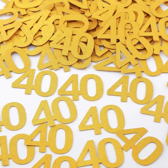 40th Happy Birthday Confetti Decorations - Gold Glitter Number 40 Party Decorations, Wedding Anniversary Party Table Decorations {4}