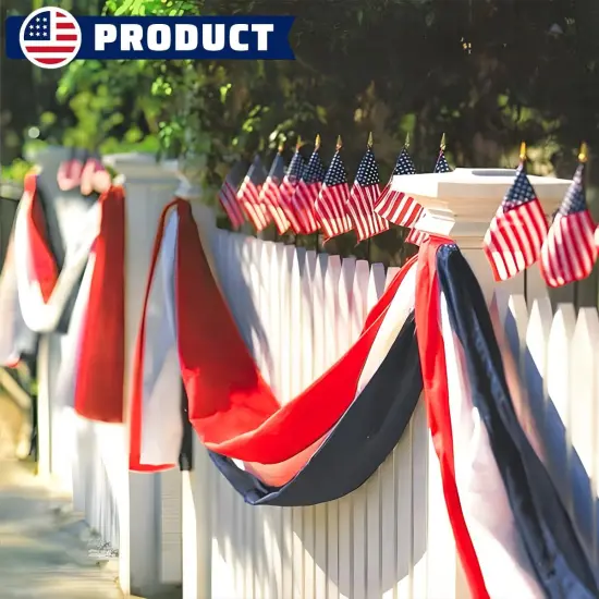 2Pack Patriotic Bunting US Flag Decorations 4th of July Decor 2x20 Ft Large Red, White & Blue Banner Veterans Day Memorial Days Celebration {2}