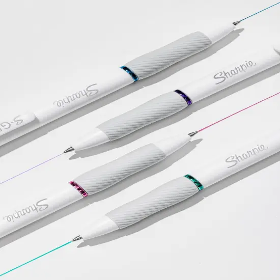 Fashion Barrel Gel Pens, Pearl White Body, Medium (0.7mm) Point, Bold Ink Colors, 8 Count {2}