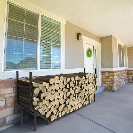 6FT Heavy-Duty Outdoor/Indoor Firewood Rack &ndash; Large Capacity Log Holder for Fireplace, Fire Pit, or Garage, Weather-Resistant Metal Storage with Elevated Base {5}