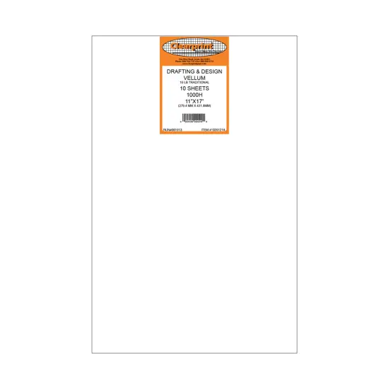 Clearprint 1000H Design Vellum Sheets, 16 lb., 100% Cotton, Pack {3}