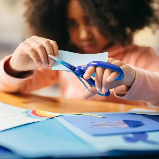 Left-Handed Big Kids Scissors for Ages 8-11, Scissors for School or Crafting, Back to School Supplies, Ombre Blue-Turquoise {3}