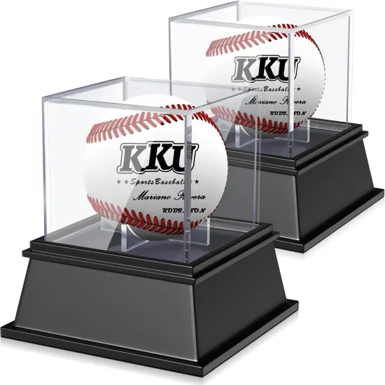 2 Pack Acrylic Baseball Display Case with Sleek Base, Dustproof UV Protected Baseball Case, Transparent Baseball Holder Display Case for Signed Balls Memorabilia, Black {1}