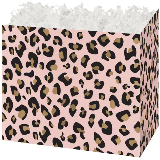 Pack/6: Leopard Print Basket Box - 10-1/4 x 6 x 7-1/2" {1}