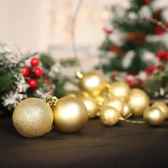 44Pcs Christmas Ball Gold Christmas Ornaments Set for Garden, Backyard, Holiday, Wedding, Party Decorations Shatterproof Christmas Decorations Ornaments Bulk Balls (10pcs 2&rdquo;, 14pcs 1.57&rdquo;, 20pcs 1.18&rdquo;) {3}